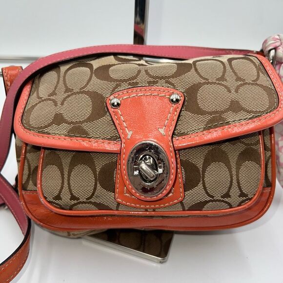 Coach Legacy Signature Canvas Crossbody Bag with a turn-lock closure. - Picture 2 of 11